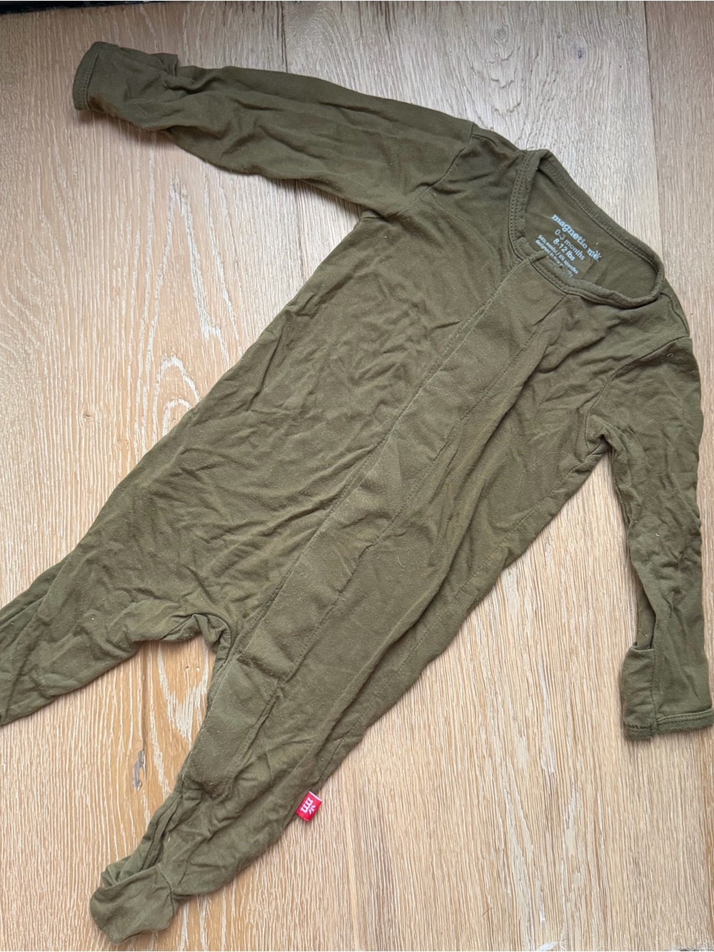 Magnetic Me Olive Green Infant Footed One-Piece